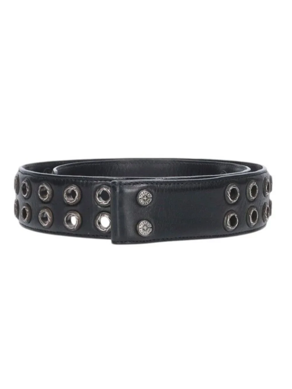 Chrome Hearts Strap Dbl Grommet Double Leather Black